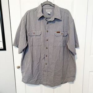 Carhartt Mens Short Sleeve Plaid Button Down Shirt Size XL Tall